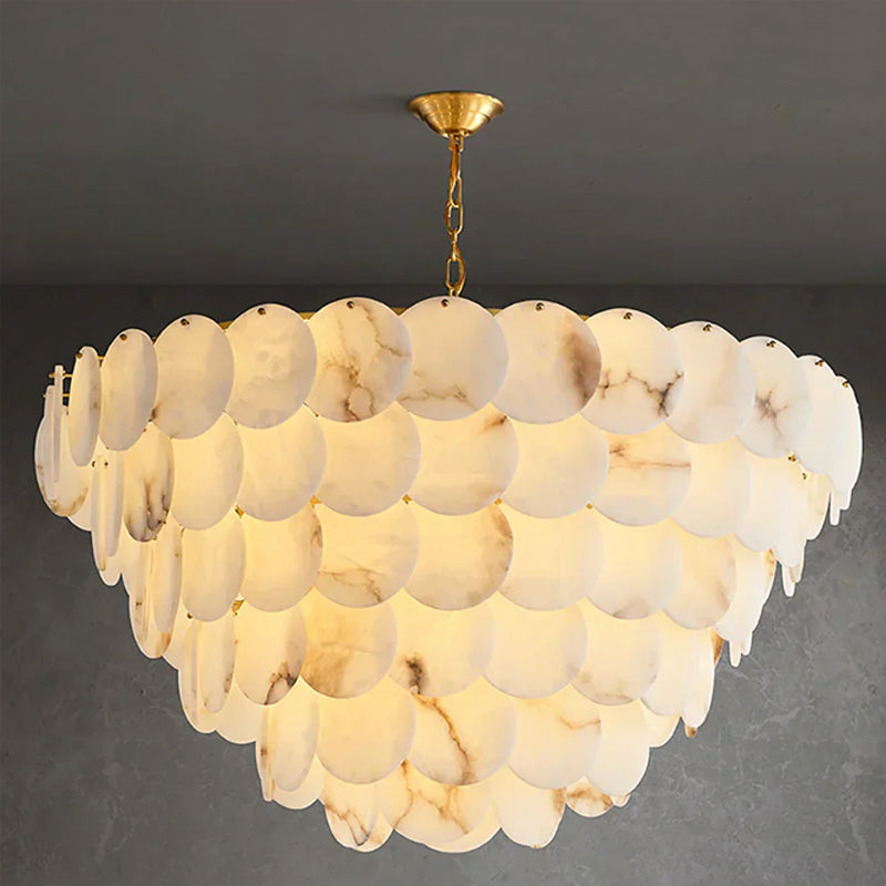 Alabaster Multi-Layer Brass Chandelier