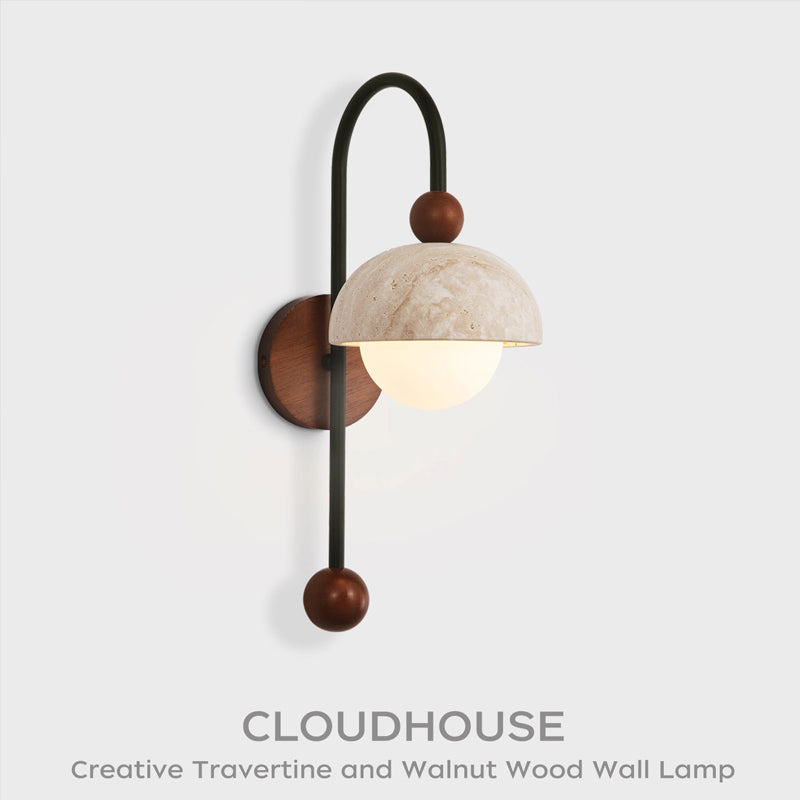 Natural yellow travertine wall lamp for bedroom and hallway lighting