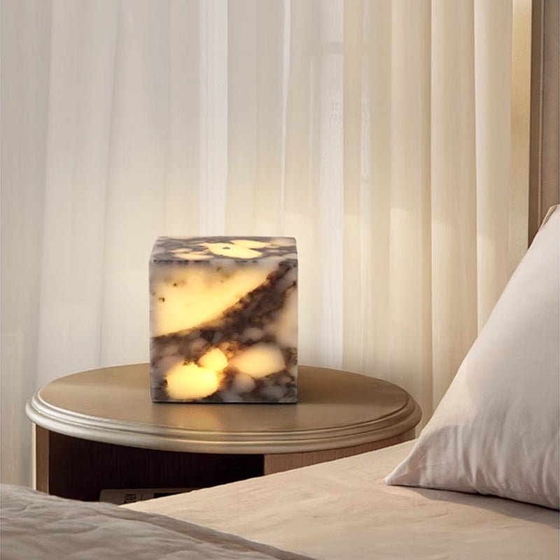 Square LED Touch Table Lamp Marble Fixture