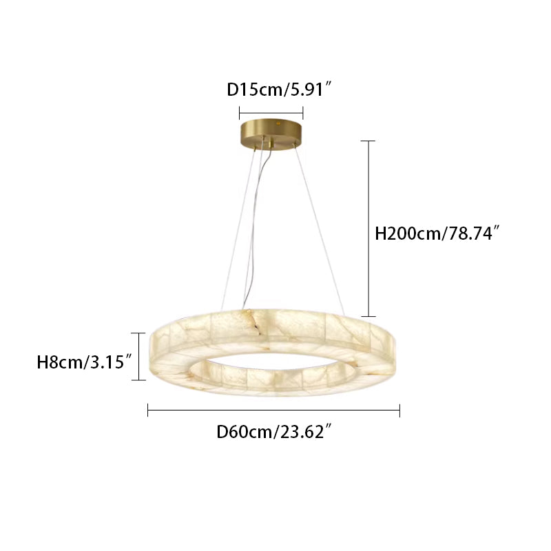 Alabaster Round Chandelier Diameter 23.62 inches * Height 3.15 inches Diameter 60cm * Height 8 cm Brass