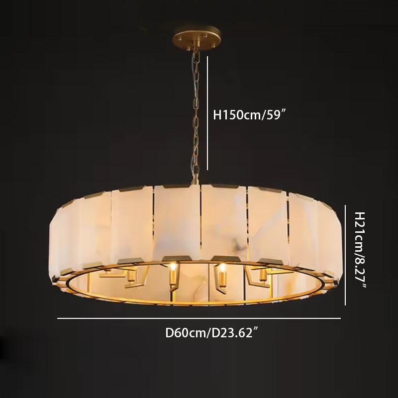 Round Alabaster Chandelier For Living Room Brass Diameter 23.62inches * Height 8.27 inches Diameter 60 cm * Height 21 cm