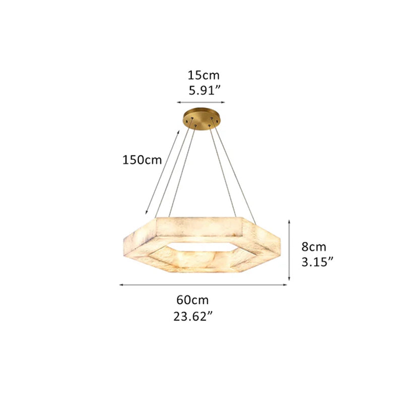 Hexagon Marble Pendant Lamp with adjustable cord & stepless dimming,23“31.5”Dia Barss Diameter 23.62 inches * Height 3.15 inches Diameter 60 cm * Height 8 cm