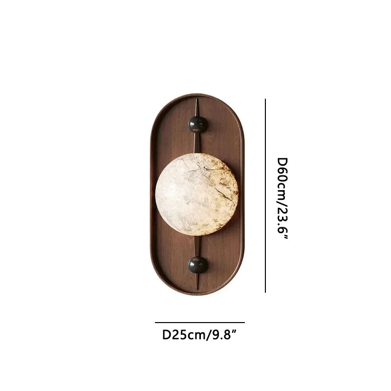 Alabaster Bezel Wall Lamp Dark wood Dia 25cm x H 60cm ∅ 9.84″ x H 23.62"