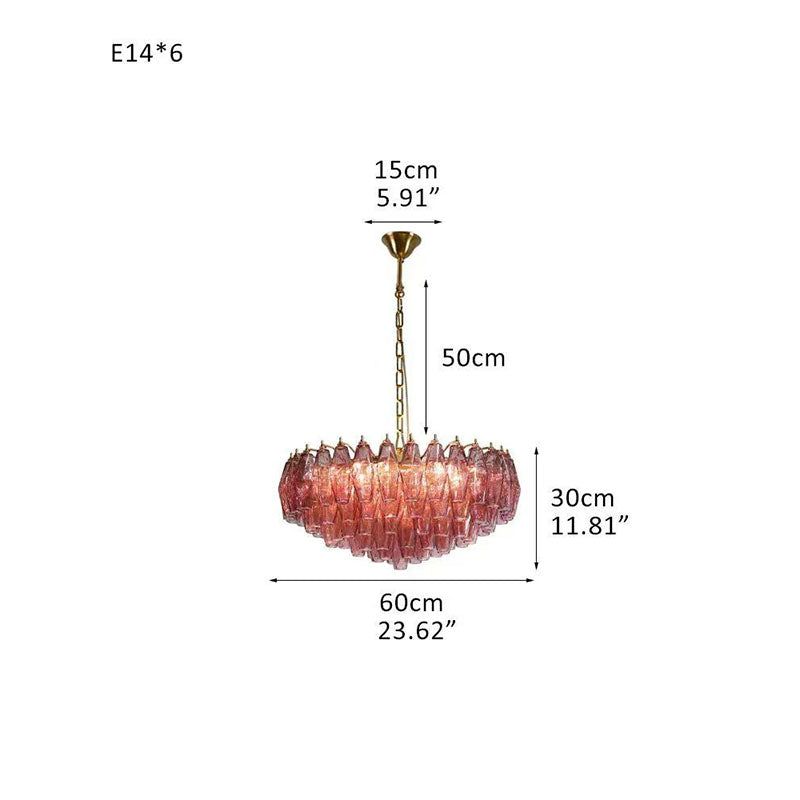 Transparent Glass Round Chandelier 24"31"40" Purple Dia 60cm x H 30cm ∅ 23.62″ x H 11.81"