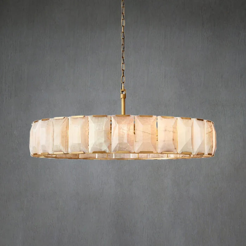 Charles Multicurve Calcite Round Chandelier, Modern Illuminate Lamp for Living Room