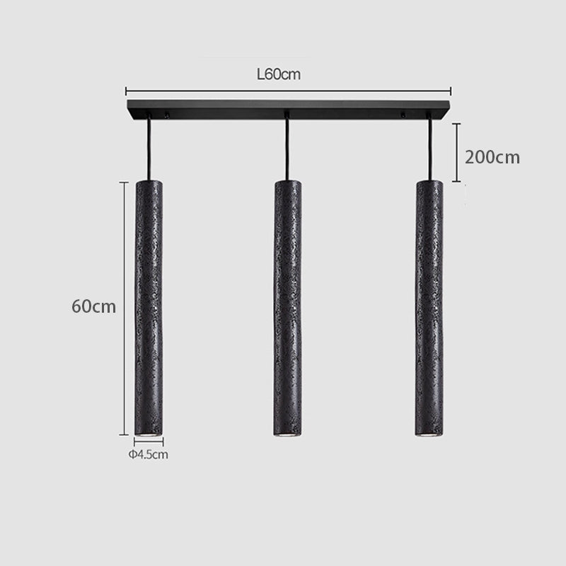 Black natural travertine chandelier H23.62" 3Heads