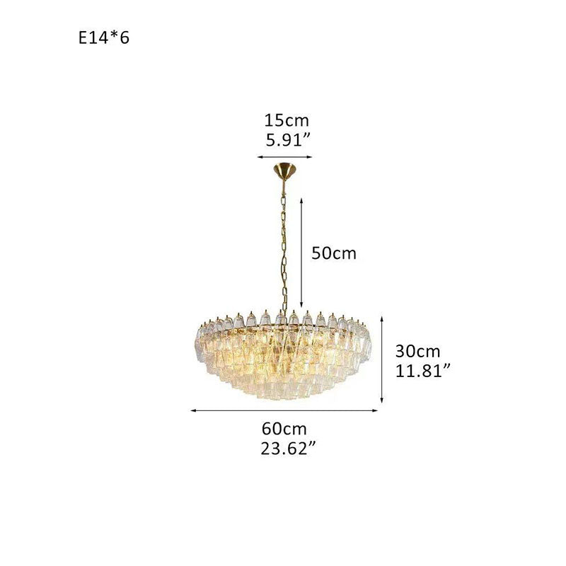 Transparent Glass Round Chandelier 24"31"40" Transparent Dia 60cm x H 30cm ∅ 23.62″ x H 11.81"