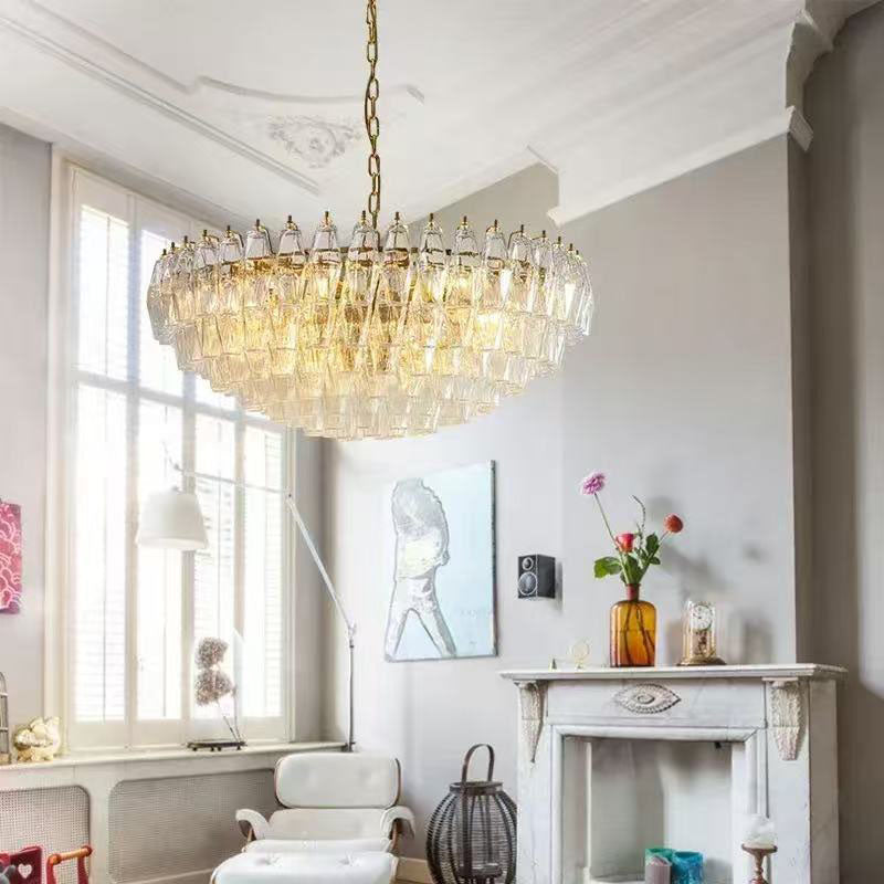 Transparent Glass Round Chandelier 24"31"40"