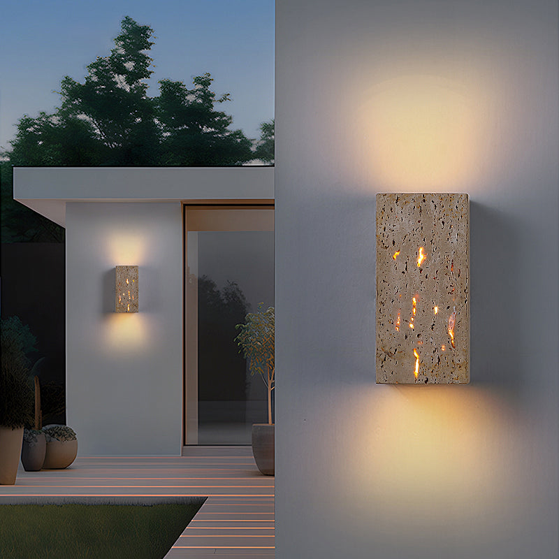 Natural yellow travertine outdoor wall lamp IP68