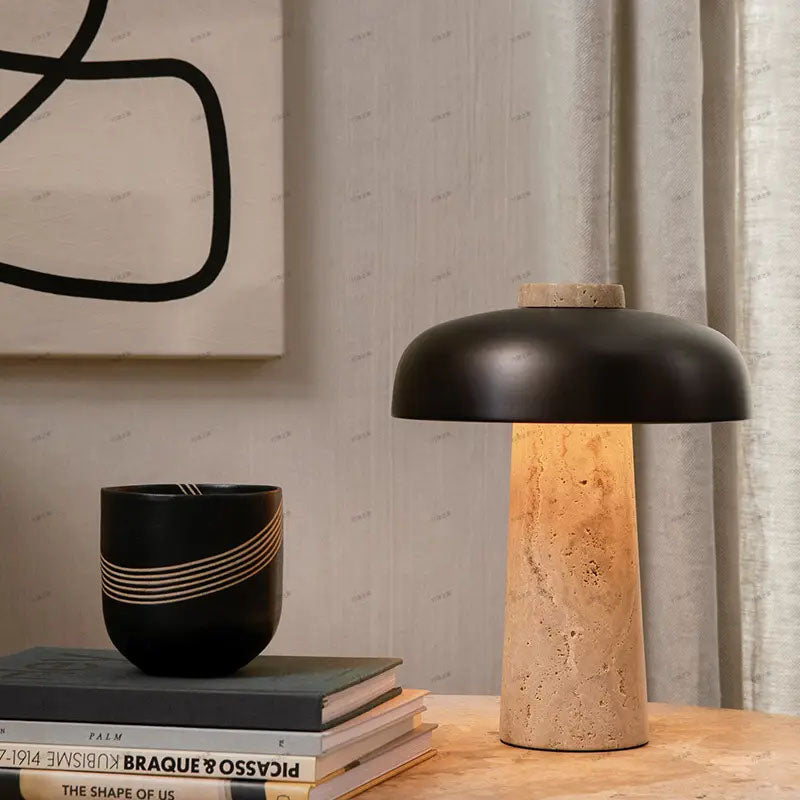 Natural Travertine Nordic Design Wabi Sabi Style Bedroom Table Lamp