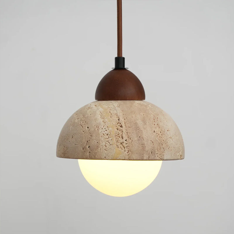 Travertine Glass Semicircle Pendant Light