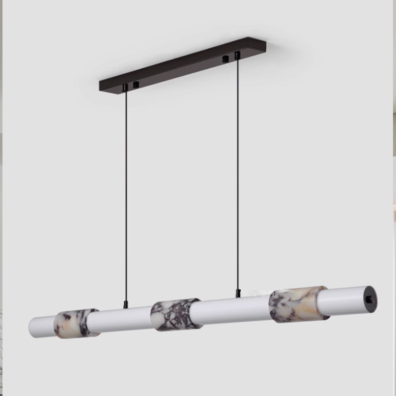 Designer-designed electroplated marble chandelier, L47.24"