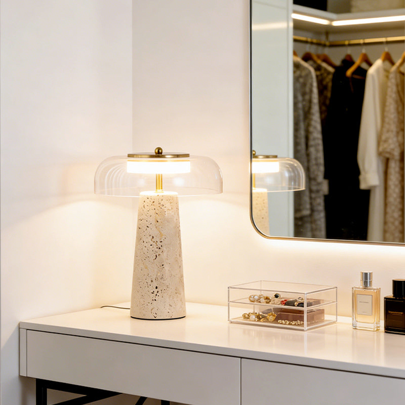 Yellow travertine table lamp