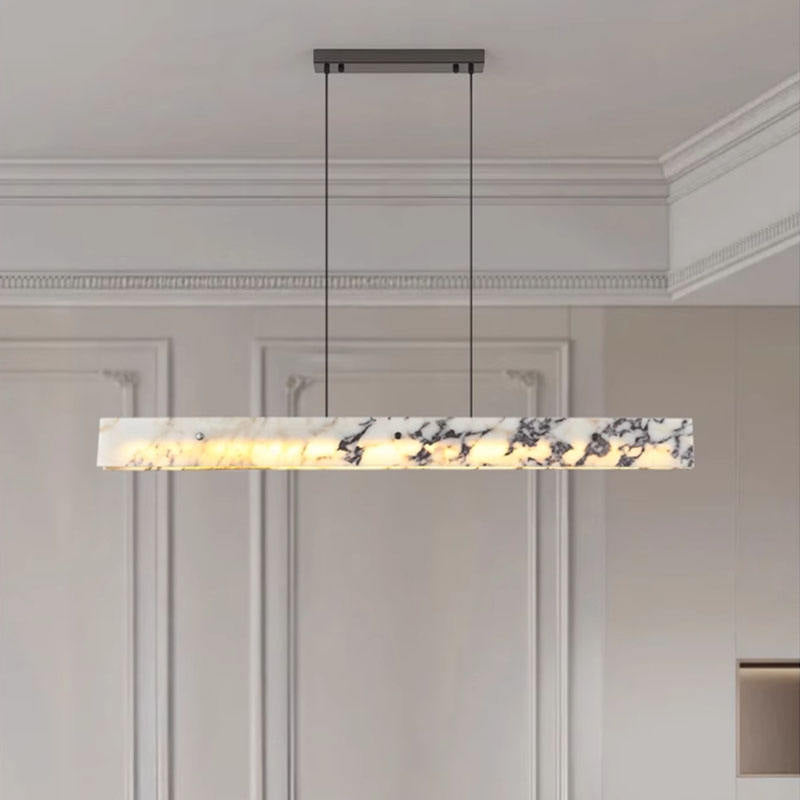 Natural marble dining room chandelier, L47.24"