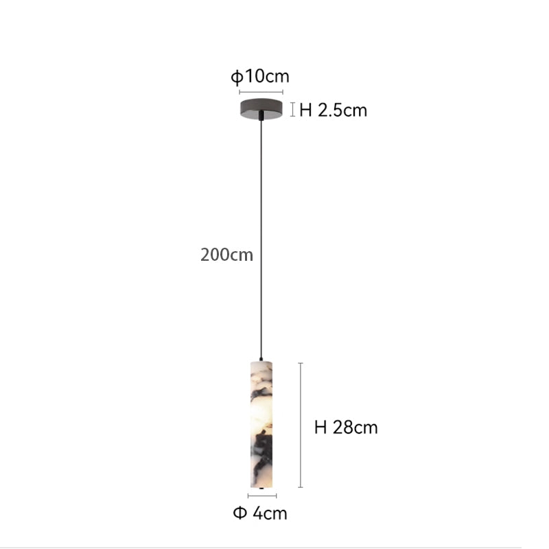 Natural marble Pendant Light Black 1 Head