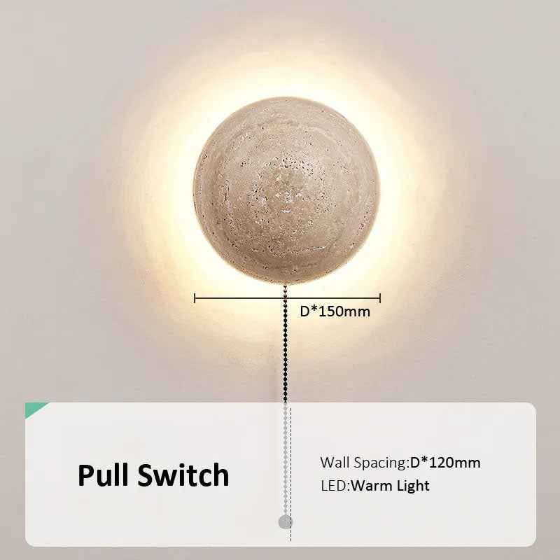 Yellow travertine LED Decorative wall lamp Bedroom Living Room Lamp