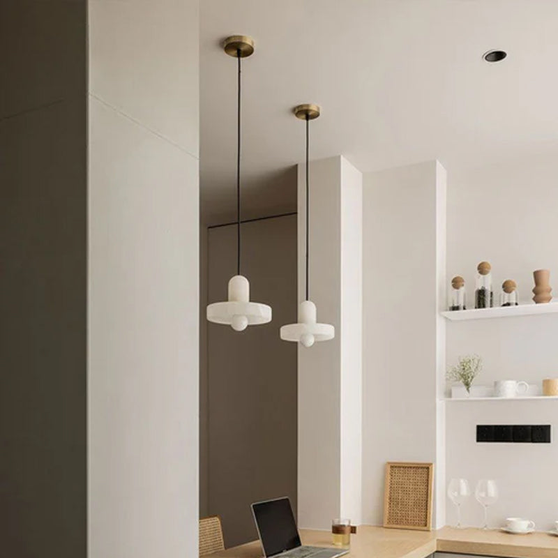 White Alabaster Kitchen Island Pendant Lamp Dia 8Dia 5.9” Height 1-bulb