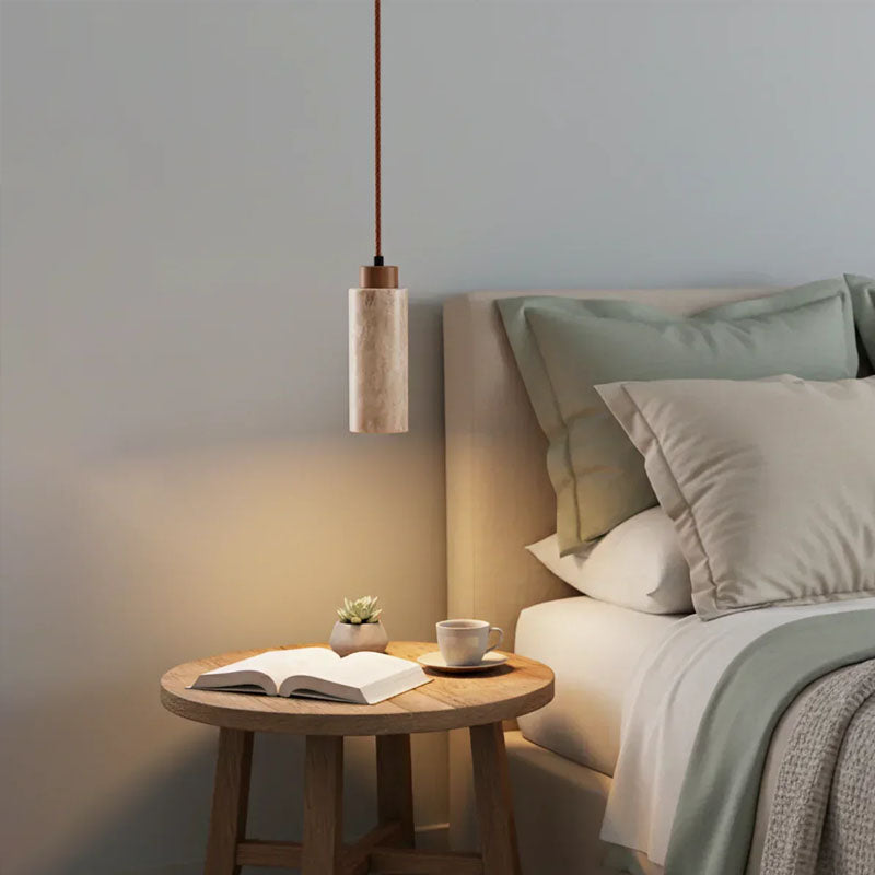Square Round Travertine Pendant Lamp