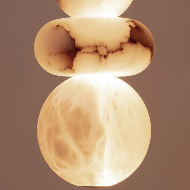 6" Wide Multi Light LED Pendant Light Fixtures white alabaster indoor lighting