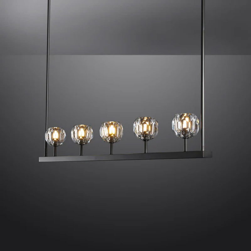 Kristal Ball Linear Crystal Chandelier, Dining Table Lamp, Kitchen Island Lamp