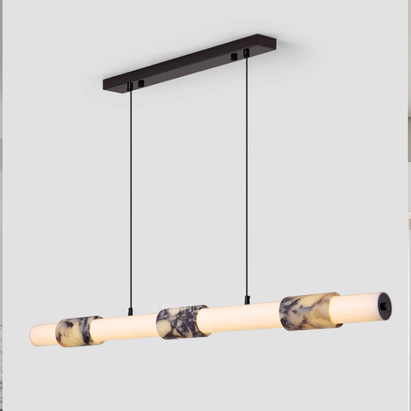 Designer-designed electroplated marble chandelier, L47.24"