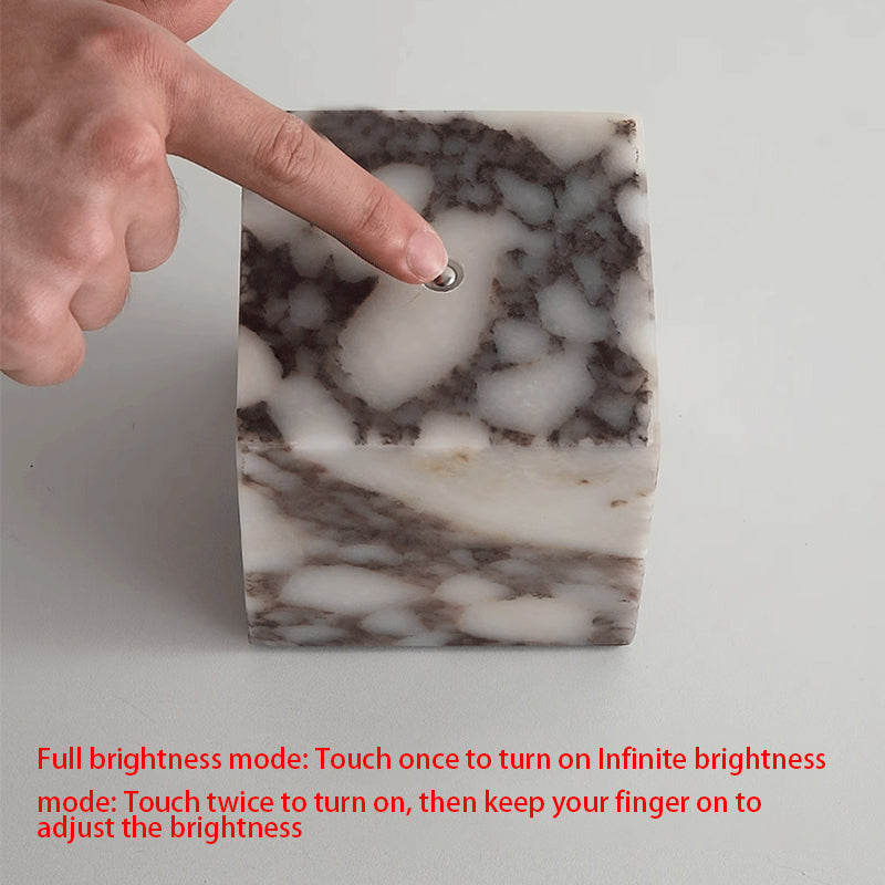 Square LED Touch Table Lamp Marble Fixture