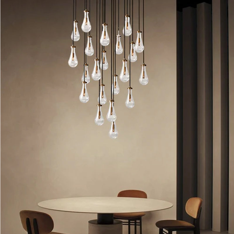 Modern Floating Crystal Raindrop Rectabgular Chandelier Wide 72" for Dining Room