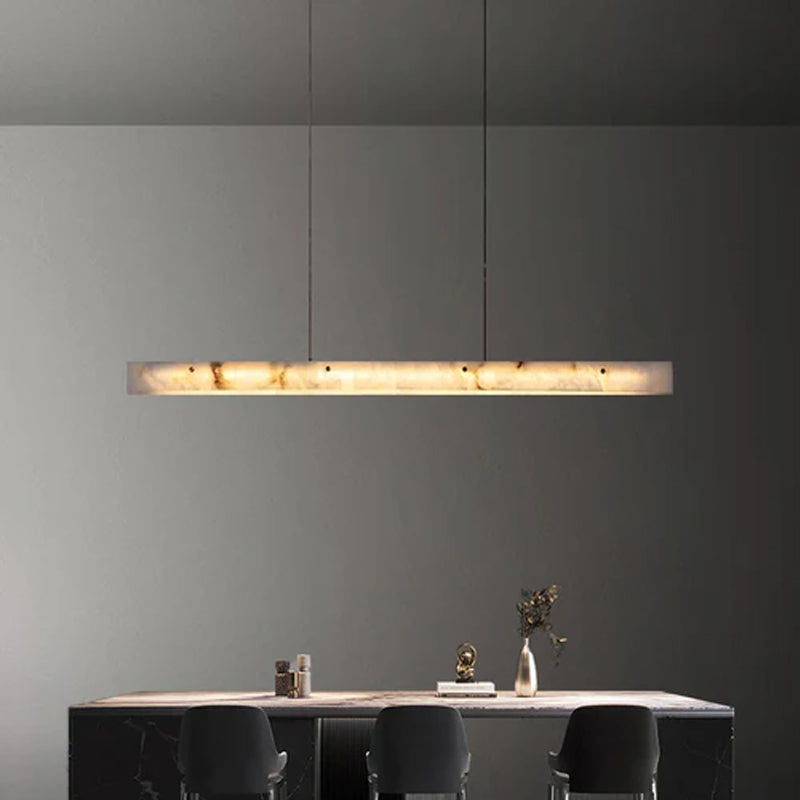 Scandinavian Natural Marble Long Strip Linear Pendant Light for Kitchen Island living room