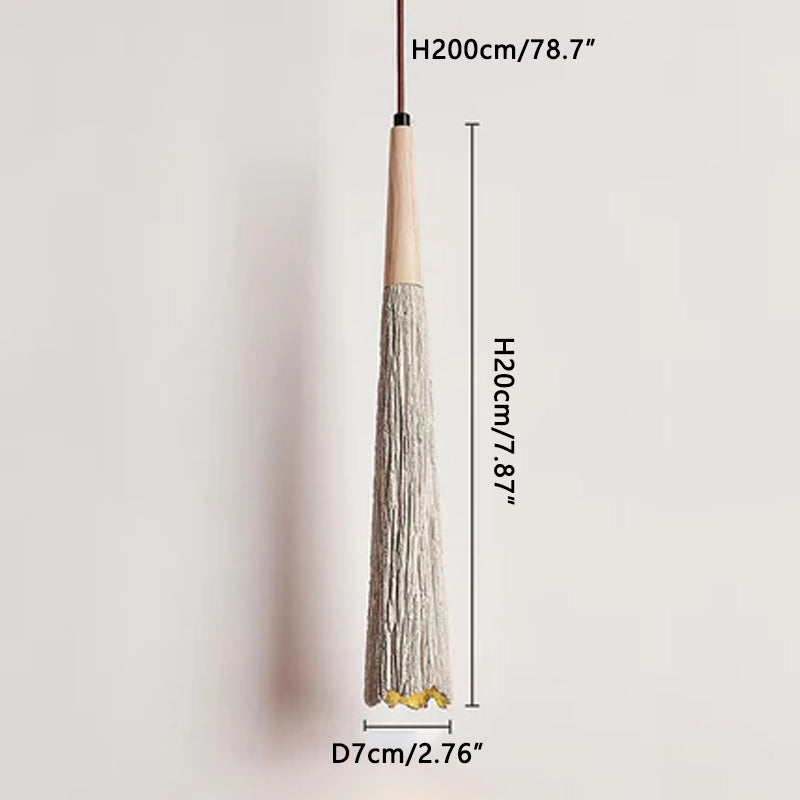 Umbrella-shaped cement penndant lamps are used in restaurant kitchens, etc. Natural wood color Dia 7 cm x H 42 cm ∅ 2.76″ x H 16.54″