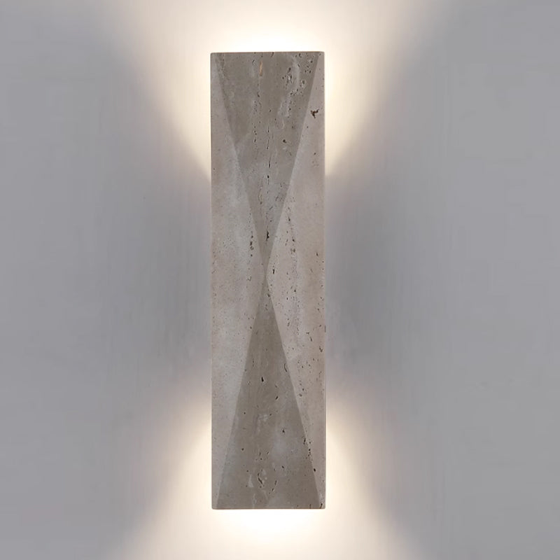 Natural yellow travertine wall lamp, living room decorative light fixture, H12.6"
