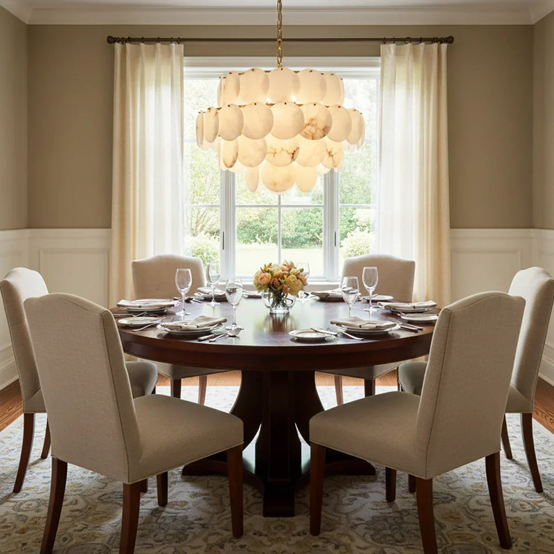 Alabaster Multi-Layer Brass Chandelier