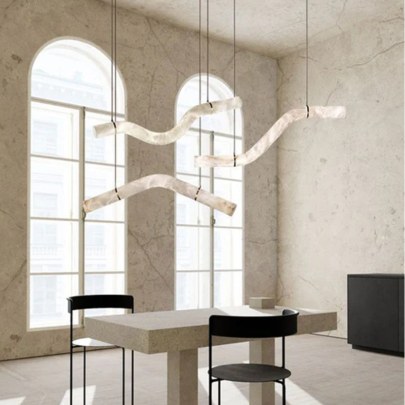 Minimalist Long Cord Ceiling Pendant Alabaster Lighting | 120/150cm Length