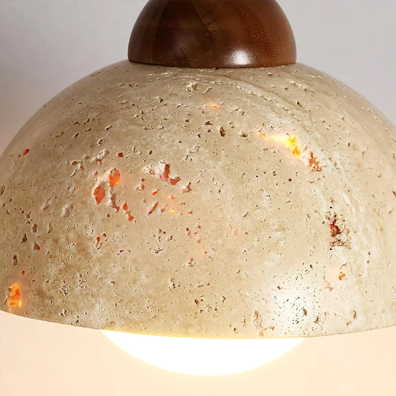 Travertine Glass Semicircle Pendant Light