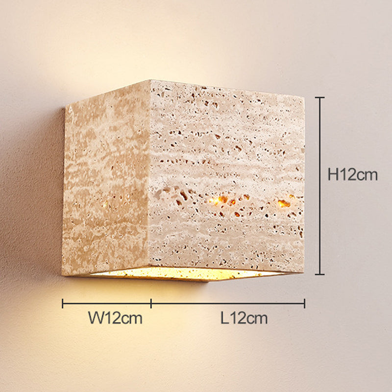 Natural yellow travertine outdoor wall lamp IP68 Square