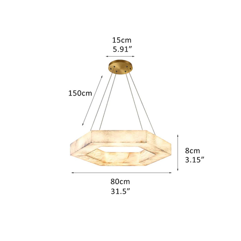 Hexagon Marble Pendant Lamp with adjustable cord & stepless dimming,23“31.5”Dia Barss Diameter 31.5 inches * Height 3.15 inches Diameter 80 cm * Height 8 cm