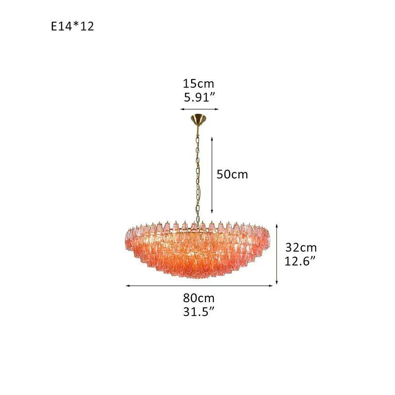 Transparent Glass Round Chandelier 24"31"40" Wine Red Dia 80cm x H 32cm ∅ 31.5″ x H 12.6"