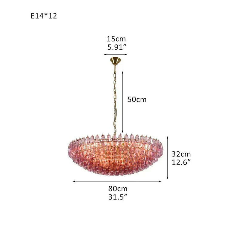 Transparent Glass Round Chandelier 24"31"40" Purple Dia 80cm x H 32cm ∅ 31.5″ x H 12.6"
