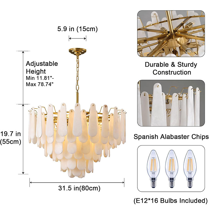 D31.5 in Modern Feathery Round Chandelier Diameter 31.5 inches * Height 19.7 inches Diameter 80 cm * Height 55 cm