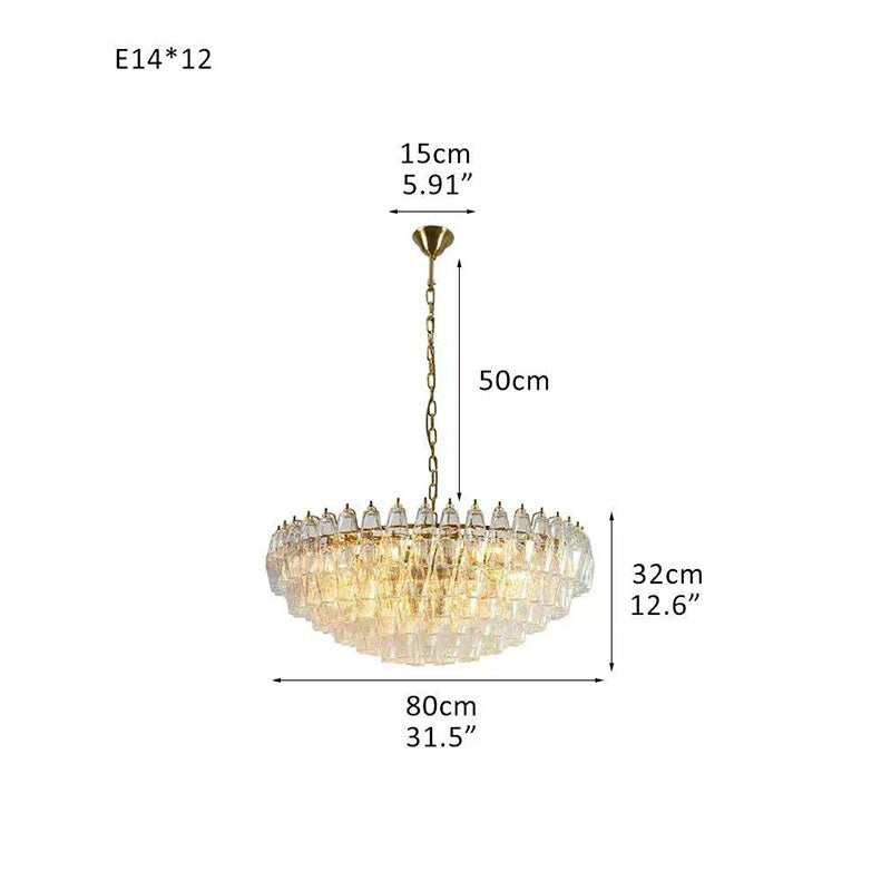 Transparent Glass Round Chandelier 24"31"40" Transparent Dia 80cm x H 32cm ∅ 31.5″ x H 12.6"