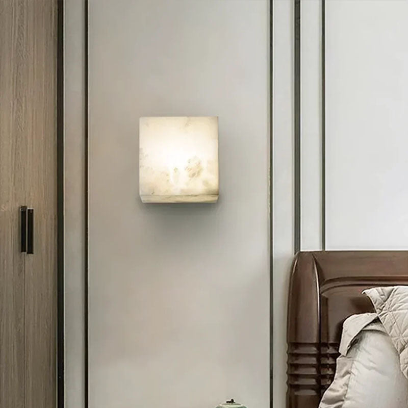 Modern Cube Square Alabaster Wall Sconce
