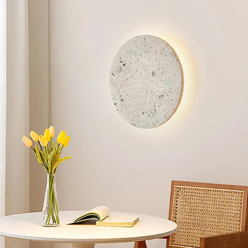 Round Natural Travertine Wall Lamp