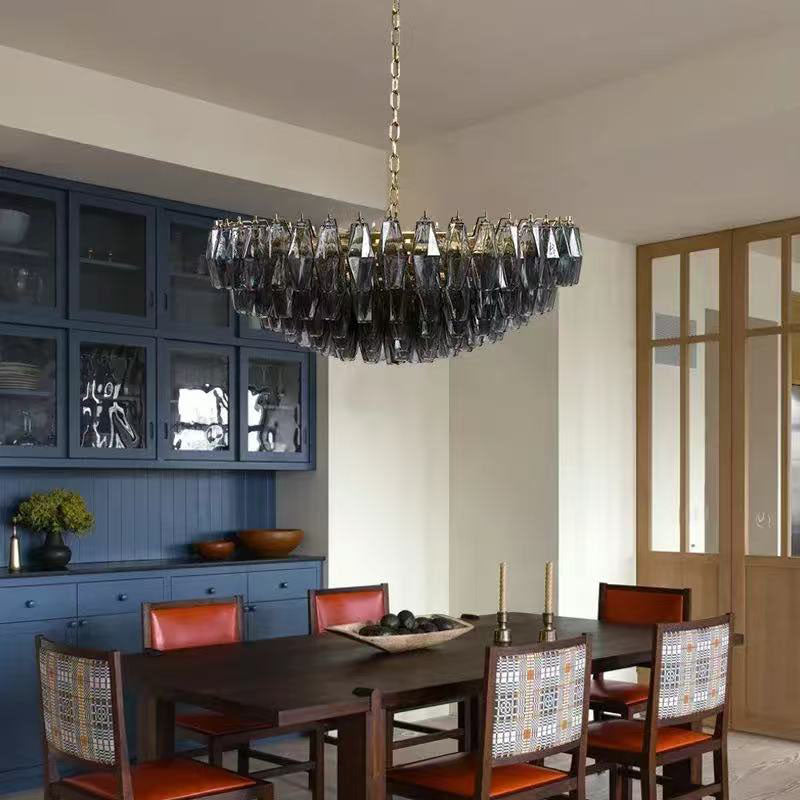Transparent Glass Round Chandelier 24"31"40"