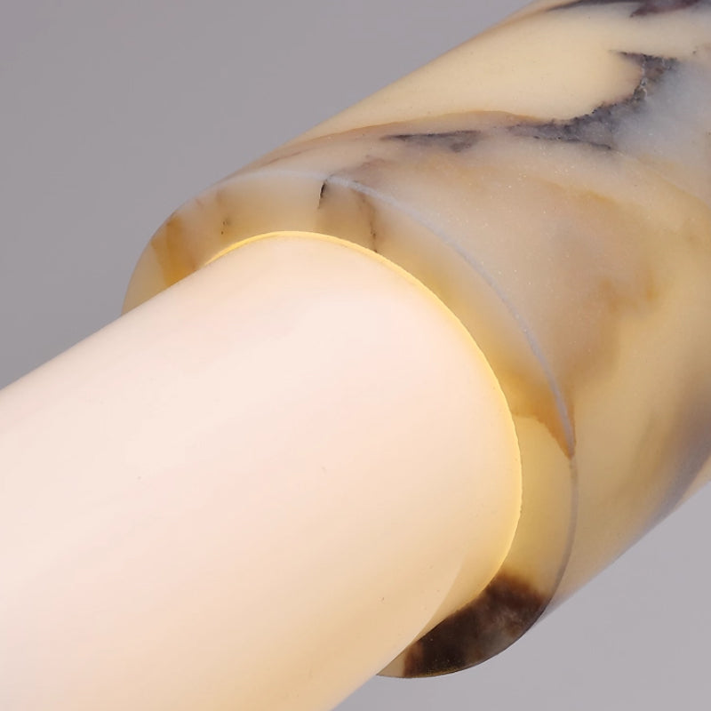 Designer-designed electroplated marble chandelier, L47.24"