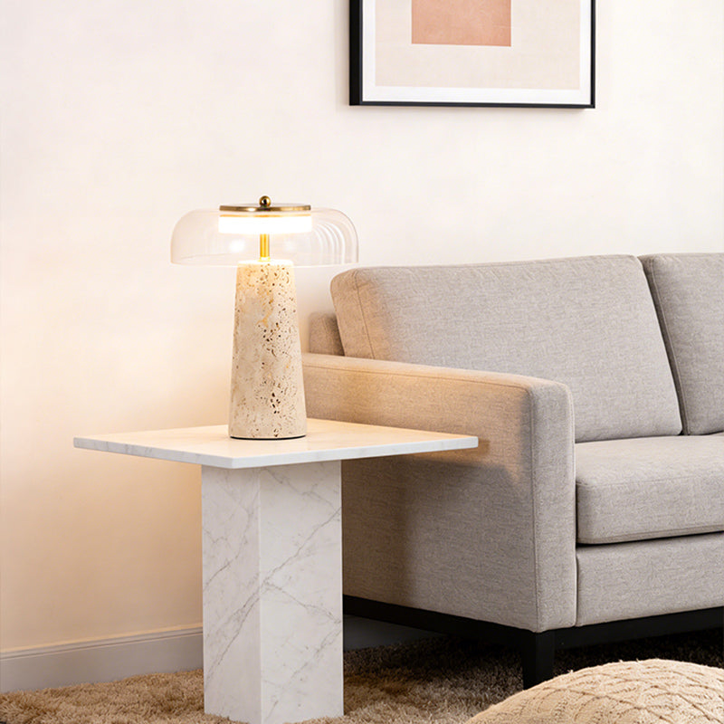 Yellow travertine table lamp