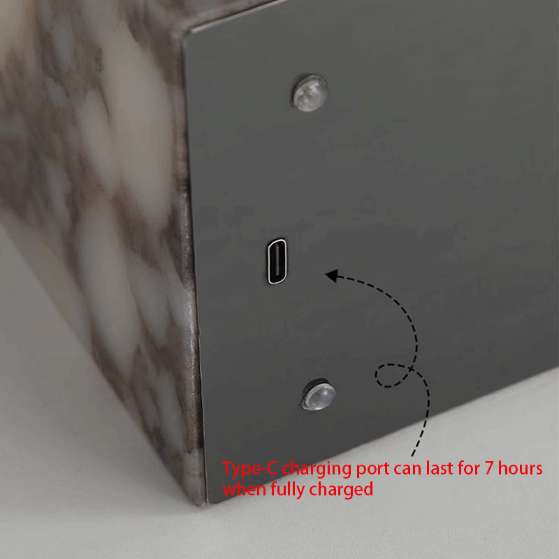 Square LED Touch Table Lamp Marble Fixture