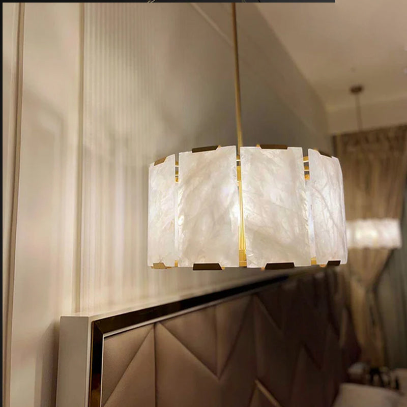 Charles Multicurve Calcite Round Chandelier, Modern Illuminate Lamp for Living Room