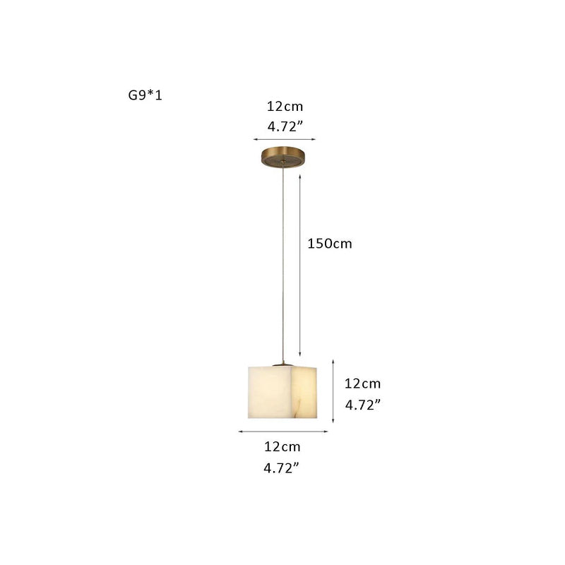 1/6/9/12/18/36-light G9 Alabaster Cluster Ceiling Pendant Lamp with Square Cube Design Brass 1 Head