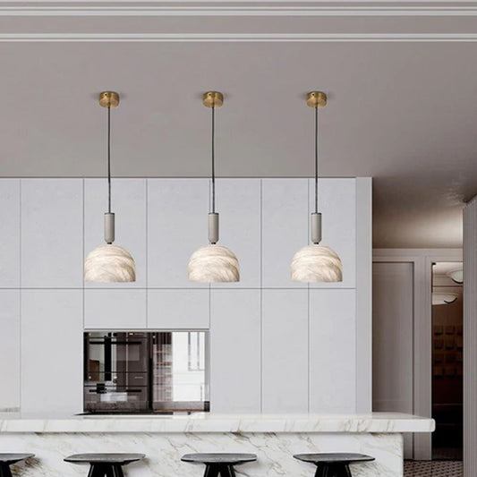 Postmodern LED White Spanish Marble Shadow for kitchen pendant light fixtures
