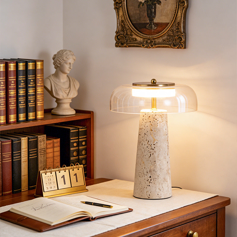 Yellow travertine table lamp