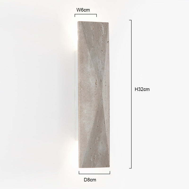 Natural yellow travertine wall lamp, living room decorative light fixture, H12.6"